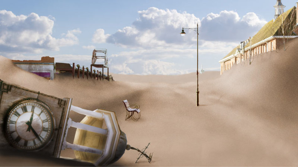 'Broadway Scene Backdrop Digital Painting for Dystopian Vision', Photoshop, 2014
