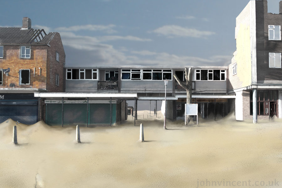 'Broadway Scene Backdrop Digital Painting for Dystopian Vision', Photoshop, 2014